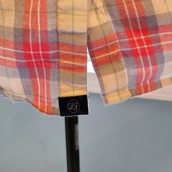 Lauren James Medium Pink Blue Cotton Flannel Button Down - Picture 5 of 8